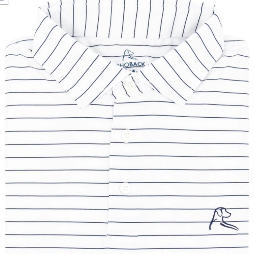 The Captain Stripe Men's Short Sleeve Performance Polo - Color White/Navy